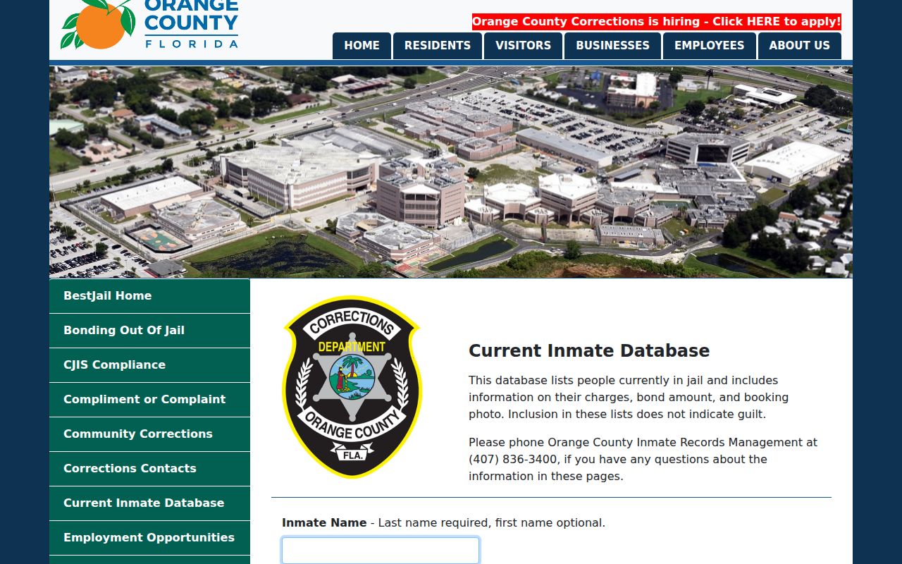 Orange County arrest history current inmate search