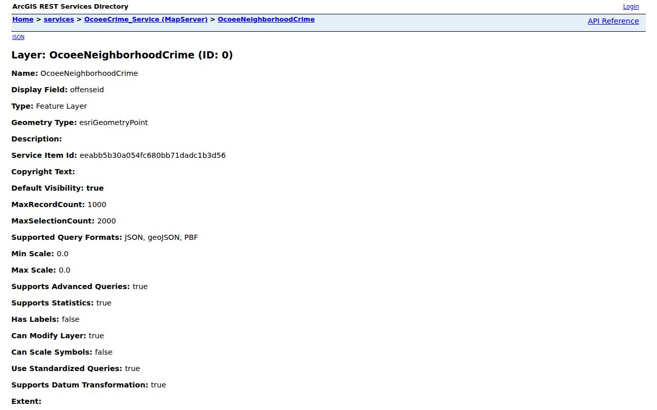 Ocoee official crime map fields and categories
