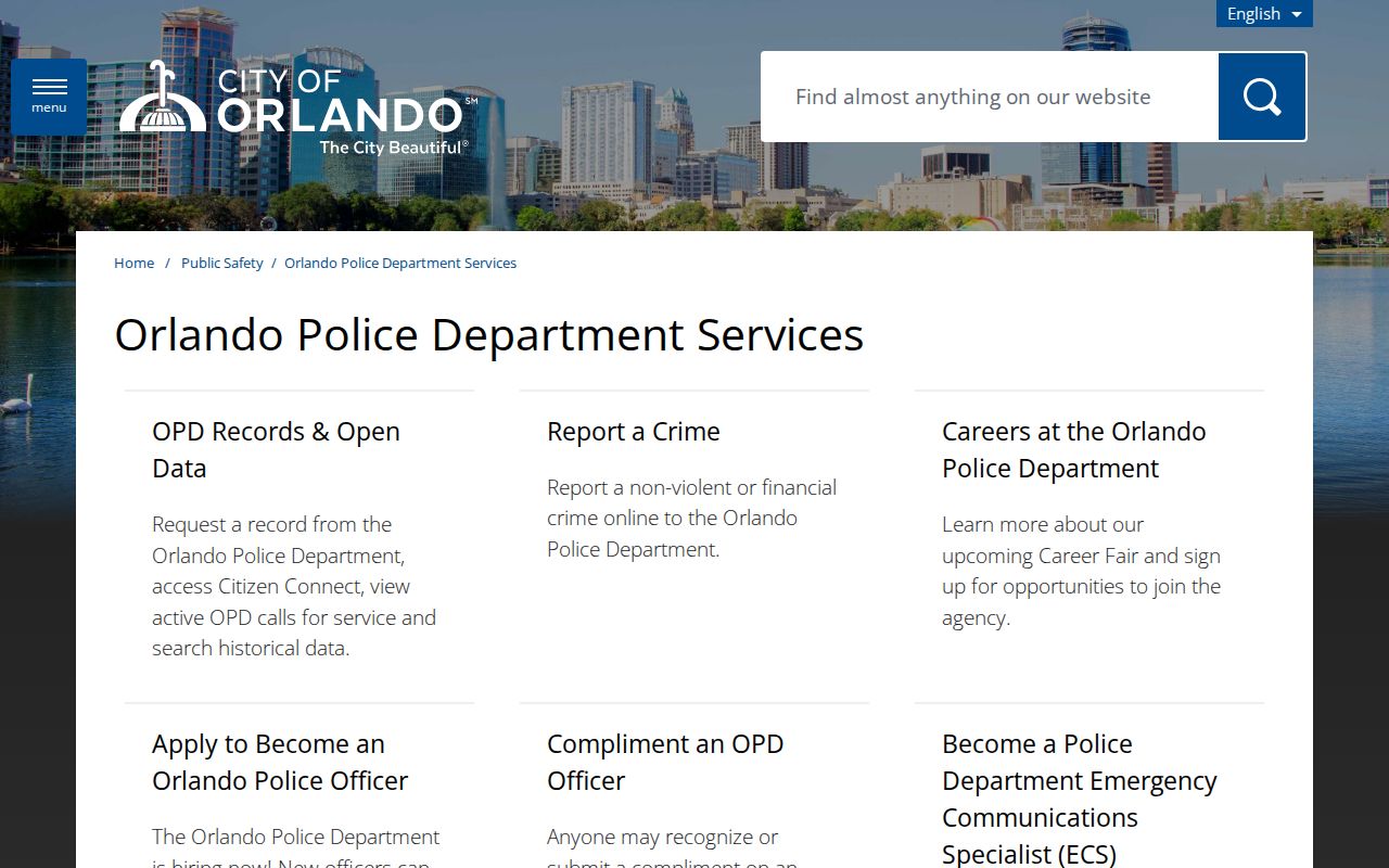 Orlando Police Department official headquarters page